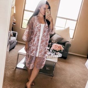 Grey and rose gold kimono
